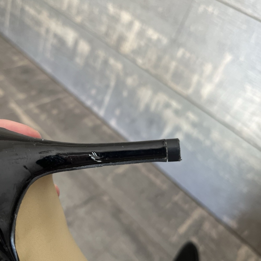 Jessica Simpson Chic Black Patent Strappy Heels Minimal Ankle Strap Stiletto 7M - Picture 11 of 15